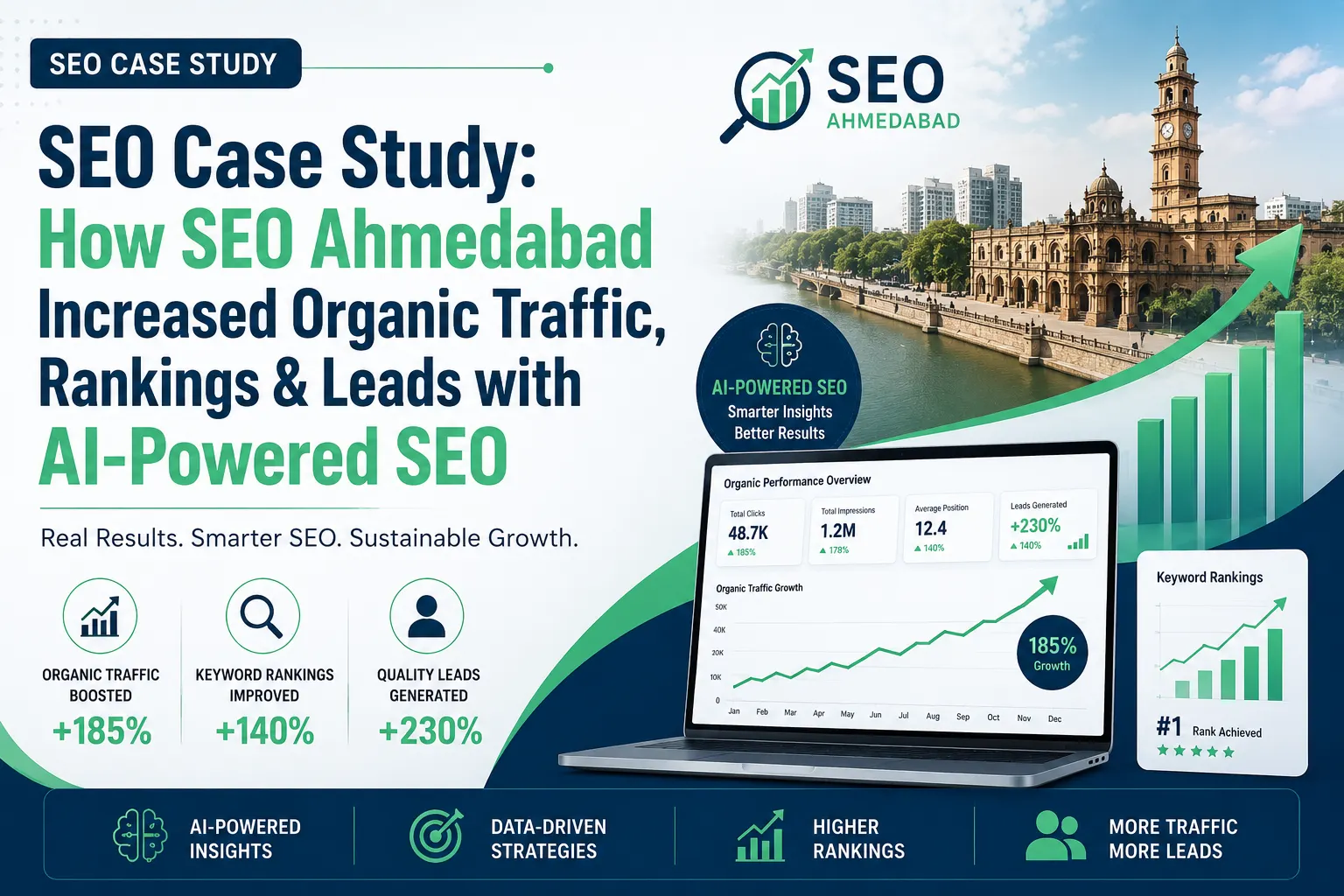 SEO Case Study How SEO Ahmedabad Increased Organic Traffic, Rankings & Leads with AI-Powered SEO